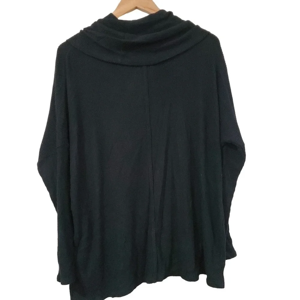 Status by Chenault Sweater Womens Small Ribbed Cowl Neck Black Oversized Soft